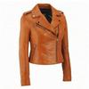 Stylish Brown Women's Jacket Biker Real Soft Lambskin Leather Motorcycle Style