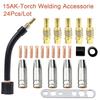24Pieces MIG Welding Kit for 15AK Torch Including Nozzle Tip Gooseneck and Insulating Sleeves Automotive Metalwork Tasks
