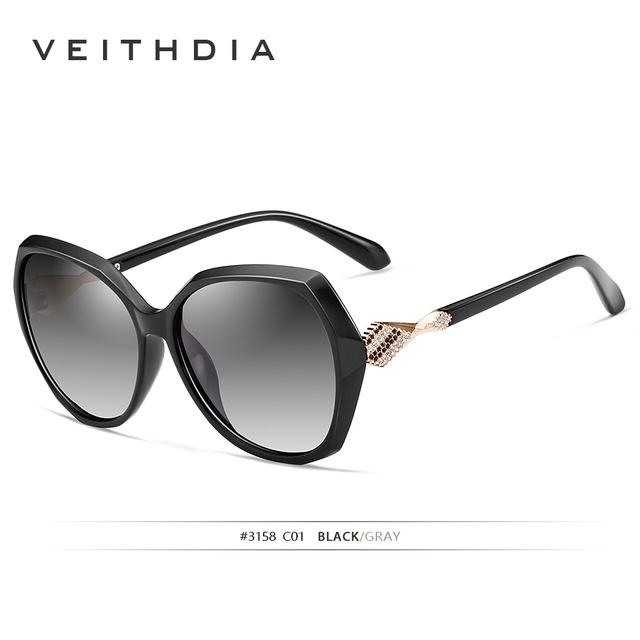 VEITHDIA женские солнцезащитные очки с поляризованными градиентными линзами, роскошные женские дизайнерские солнцезащитные очки, аксессуары для очков для женщин 3158