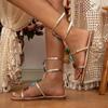 Eilyken Gladiator Hollow Out Narrow Band Flats Heels Womans Sandals 2024 Summer Open Toe Buckle Strap Casual Shoes