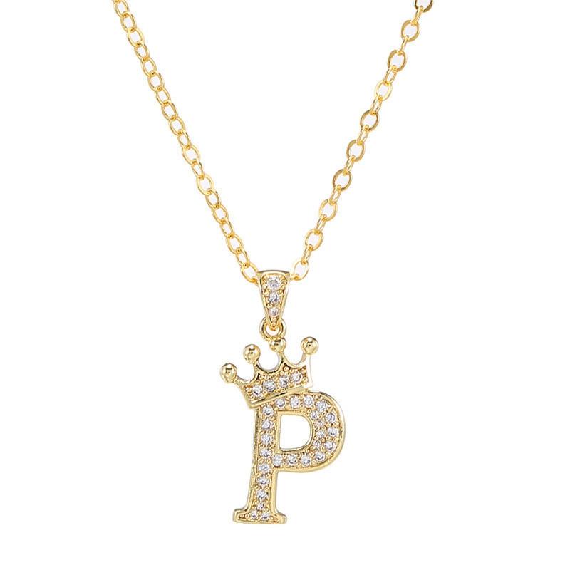 Zircon Crown Necklace New Necklaces Fashion Women's Necklace Pendant Simple English Letter Necklace