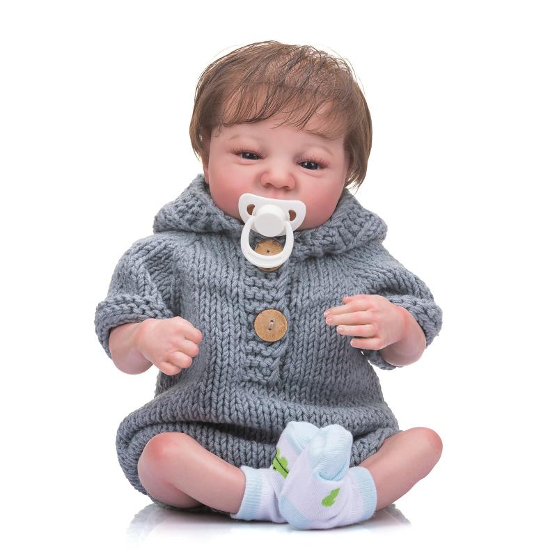 Adorable Simulation Reborn Baby Doll Levi Awake 19'' 49 Cm Soft Cloth Body Rebirth Doll Handmade 3D Painting Skin Veins Visible Bebe Newborn Doll Toys