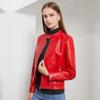 Women Spring Autumn Stand Collar Long Sleeve Rivet Solid Color Casual Leather Pu Jacket S-5XL