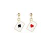 Creative Poker Ace Drop Earrings Hearts Spades Cards Asymmetry Mini Dangle Earrings Gifts For Women Girls Jewelry Unique Design