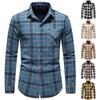 Men's Long Sleeve Large Size Casual Top Blouse Flannel Plaid Pattern Shirts
