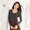 Women's Tencel Bamboo Fiber Long Sleeve Base Shirt with Chest Pad - Autumn/Winter Slimming Top