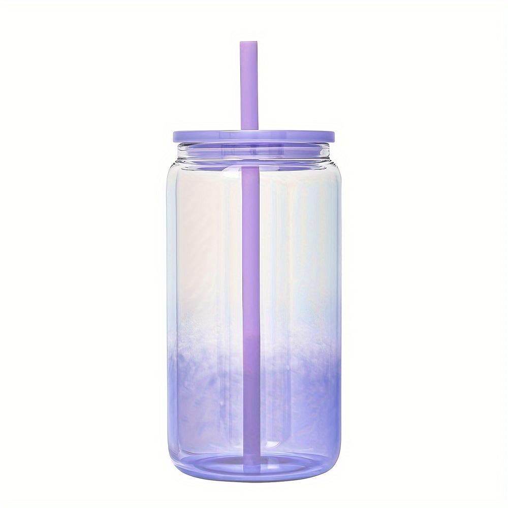 1pc 16oz (480ml) Gradient Color Mason Cups Glass Cup with Lid and Straw  Reusable Tumbler for Iced Coffee Smoothies or Boba Mug