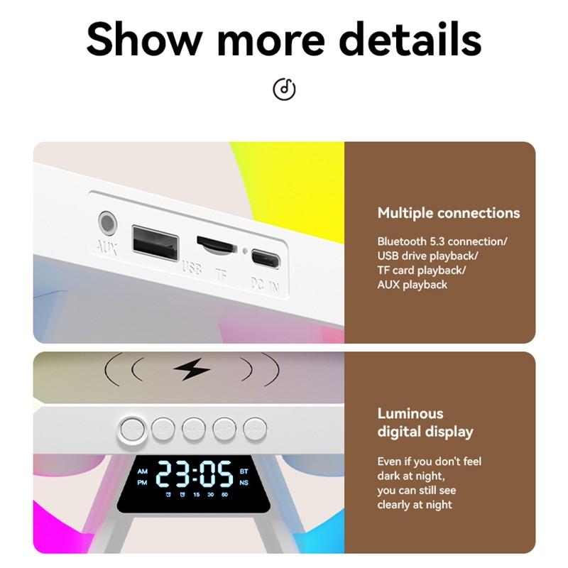 Multifunctional Night Lights Alarm Clock Music Speaker Wireless Charger 3 In 1Bedside Table Lamps G Styling Light Home Bedroom Decor
