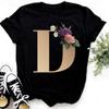 Summer Women's Fashionable Simple Floral Letter Printed Pure Cotton Short Sleeved Women's T-Shirts Women’s