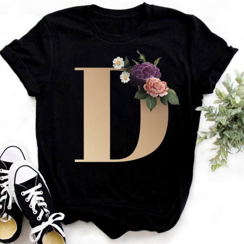 Summer Women's Fashionable Simple Floral Letter Printed Pure Cotton Short Sleeved Women's T-Shirts Women’s