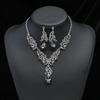 Women Necklace Earrings Set Luxury Symmetric Retro Rhinestone Hollow Out Anti-allergy Hanging