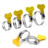 5 Pcs 8-44mm Adjustable Yellow Plastic Handle Hand Twist Hose Clamps Worm Driving 201 Stainless Steel Pipe Clips For Tube