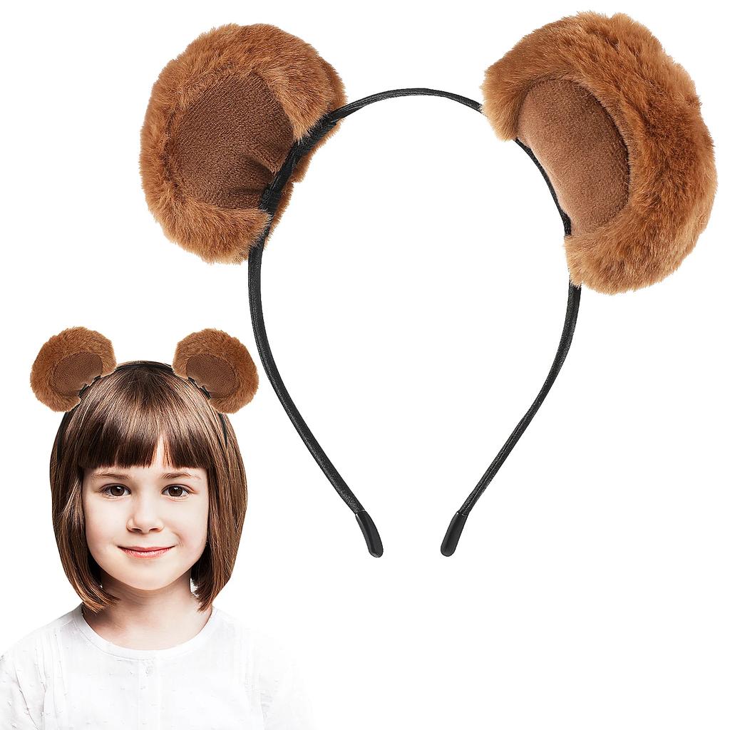 Brown Bear Ears Headband Cute Headpiece Makeup Hairband Furry Headwear Fancy Dress Costume Accessories