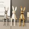 Sitting Rabbit Figurine Long Ears Bunny Resin Statue Sculpture Home Office Bookshelf Desktop Animal Decoration Ornament