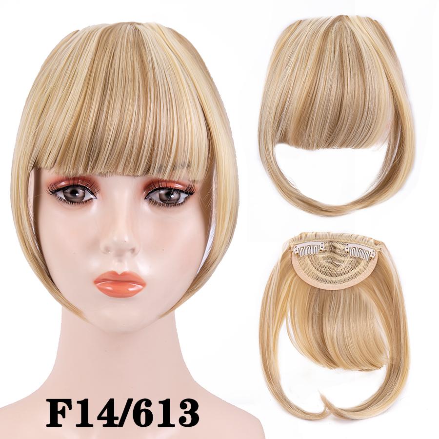 Fringe Bangs Synthetic Hair Extensions Clip In Bangs 6 Inch Short Straight Hairpiece Front Neat Bang Two Side Blonde