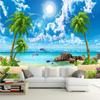 Custom Wallpaper 3D Beautiful Palm Beach Seaside Landscape Wall Papers Living Room TV Sofa Bedroom Backdrop Wall 3D Murals