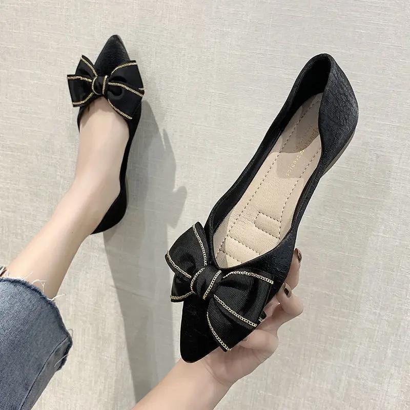 Woman Flats Non Slip Shoes for Women Fashion With Bow Stylish On Promotion Vacation High Quality a 2024 Summer Discount