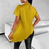Satin Colored Shirt for Autumn Winter Bat Sleeves Asymmetrical Hem Shirt Top Blouses & Shirts