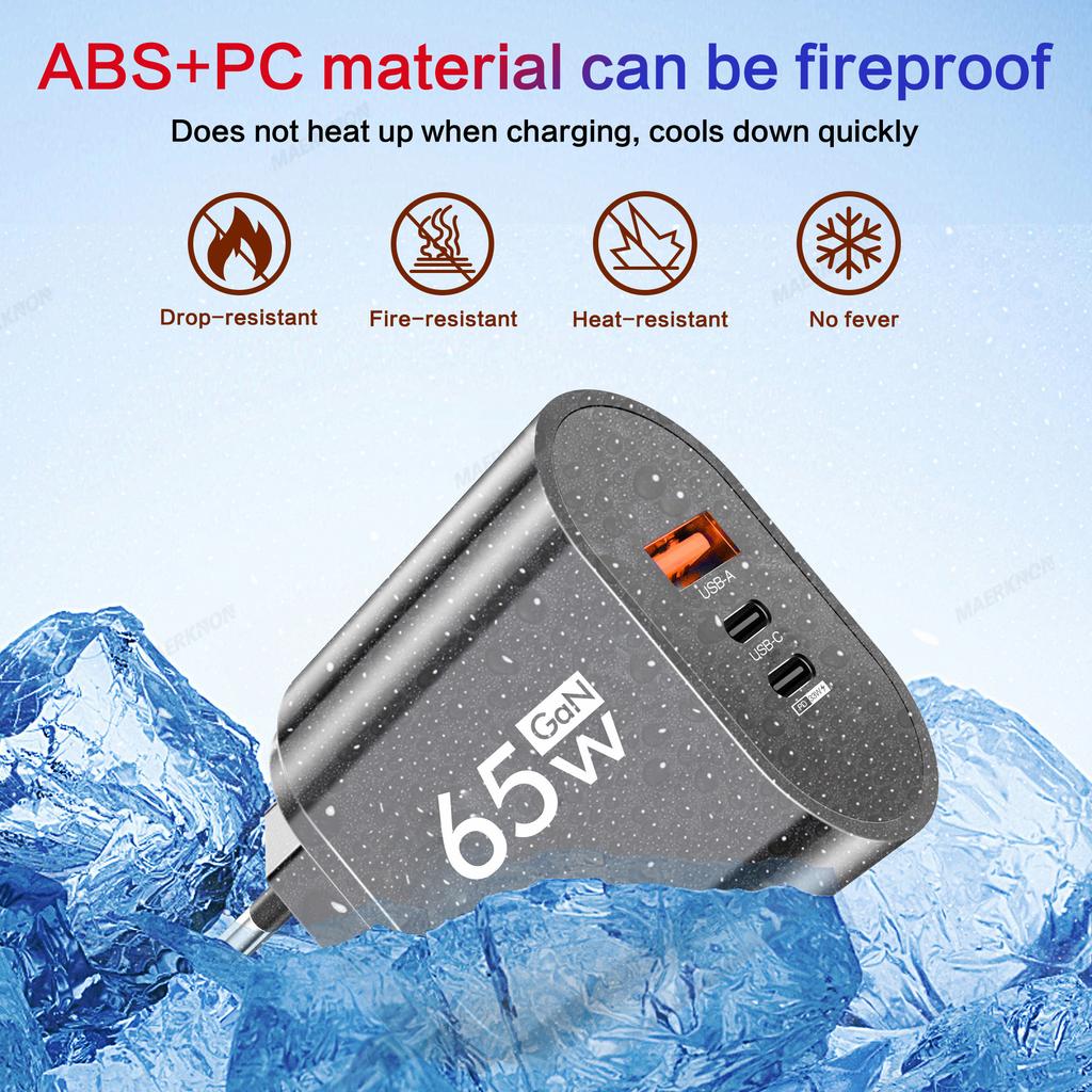 65W GaN USB C PD Charger Fast Charging Quick Charger Mobile Phone Power Adapter for iPhone 14 15 16 Pro Xiaomi Samsung Oneplus