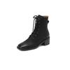 Fashion 2025 New Cross-Tied Women Short Boots Autumn Winter Genuine Leather Office Lady Square Toe Side Zipper Shoes Woman Ankle Boots