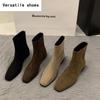 Street Style Women Ankle Boots Fashion Elegant Zippers Shoes Autumn Winter Square Heel Laides Stretch Modern Short Booties