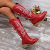 Vintage Embroidered Martin Boots Women's Summer Red Heel Boots Knight Boots Short Boots Western Cowboy Boots-3