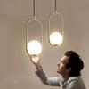 Glass Ball Pendant Lights Milky White Lampshade Modern LED Hanging Lamp for Living Room Brass/Black/Chrome Pendant Lamp
