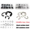 70-600Pcs 3mm -19mm Retaining Ring Assortment Kit Black Circlip Snap Retaining Rings Set and 304 Stainless Steel Carbon Steel