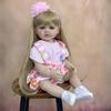 BZDOLL 55cm 22inch Reborn Baby Full Body Soft Vinyl Newborn Bebe Girl With Blonde Long Hair Princess Toddler Toy Lovely Christmas Gift