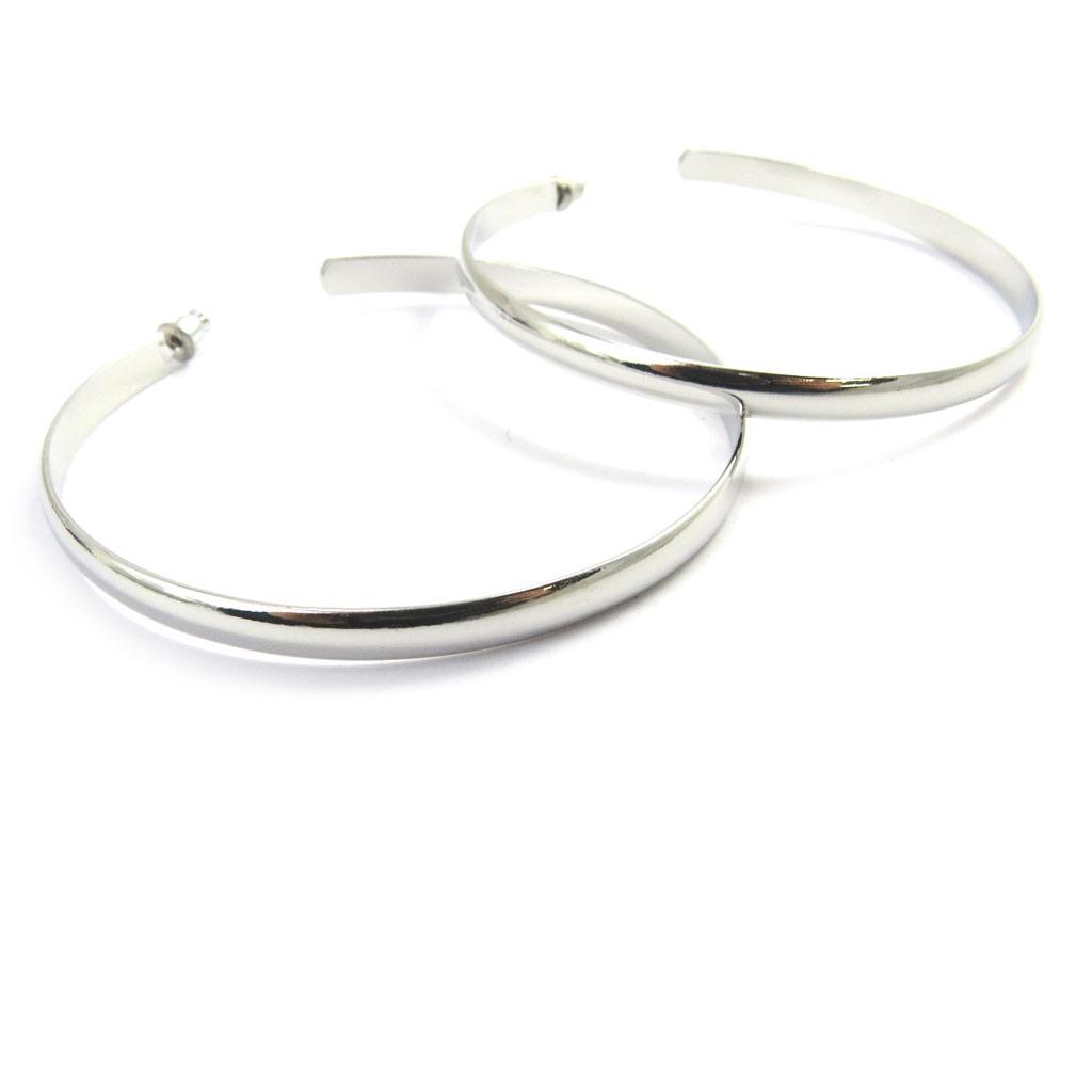 Les Trésors De Lily [L9586] - Silver 'Choregraphie' Hoop Earrings Ø 70 Mm