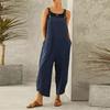 Summer Women's Solid Volor Jumpsuit Wide Leg Pants Casual Nine-point Plus Size Maxi Overalls