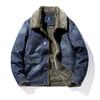 New Winter Men Fleece Warm Denim Jackets Large Pockets Cargo Denim Jackets High Quality Male Light Blue Slim Denim Coats Size 4X