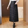 Black Down Cotton Padded Plus Size High Waist Vintage Spring Autumn Winter Casual Loose Long for Woman Skirts Womens Skirt
