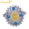 925 Sterling Silver 7*9MM Natural Opal Rings for Women Engagement Cocktail Party Fine Jewelry Gift