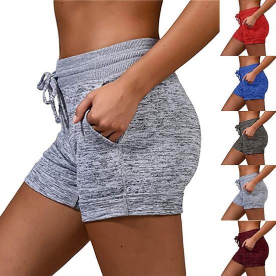 Women's Beach Sports Shorts Elastic Slim Drawstring Shorts Pants with Pockets Summer Casual Yoga Pants