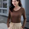 2025 Slim V-Neck Ribbed Long-Sleeve Top - Versatile Solid Color for Women's Layering