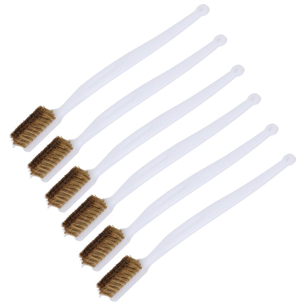 6pcs Printer Cleaning Steel Wire Brush Plastic Handle Rust Removal Wire Brush Accessory