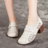 Summer New Women's Shoes First Layer Cowhide Sandals Women's Retro Shoes Leather Shoes Thick Heel Soft Sole Breathable Hole Shoes