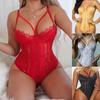 Women's Fashion Sexy Cross Bodysuit Lace Jumpsuit Sleeveless Halter Lace Pajamas Lingerie Sleepwear Rompers