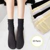 10Pairs Pinstripe Women's Ultra-thin Socks Breathable Ice Silk Tube Socks Summer