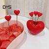 5/10Pcs Heart-Shaped Fruit Forks Set Dessert Cake Appetizer Picks with Love Holder Reusable Kitchen Utensils