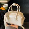 New Product Simple Style Niche Solid Color Portable Boston Bag Commuting Versatile Casual Texture Messenger Women's Bag