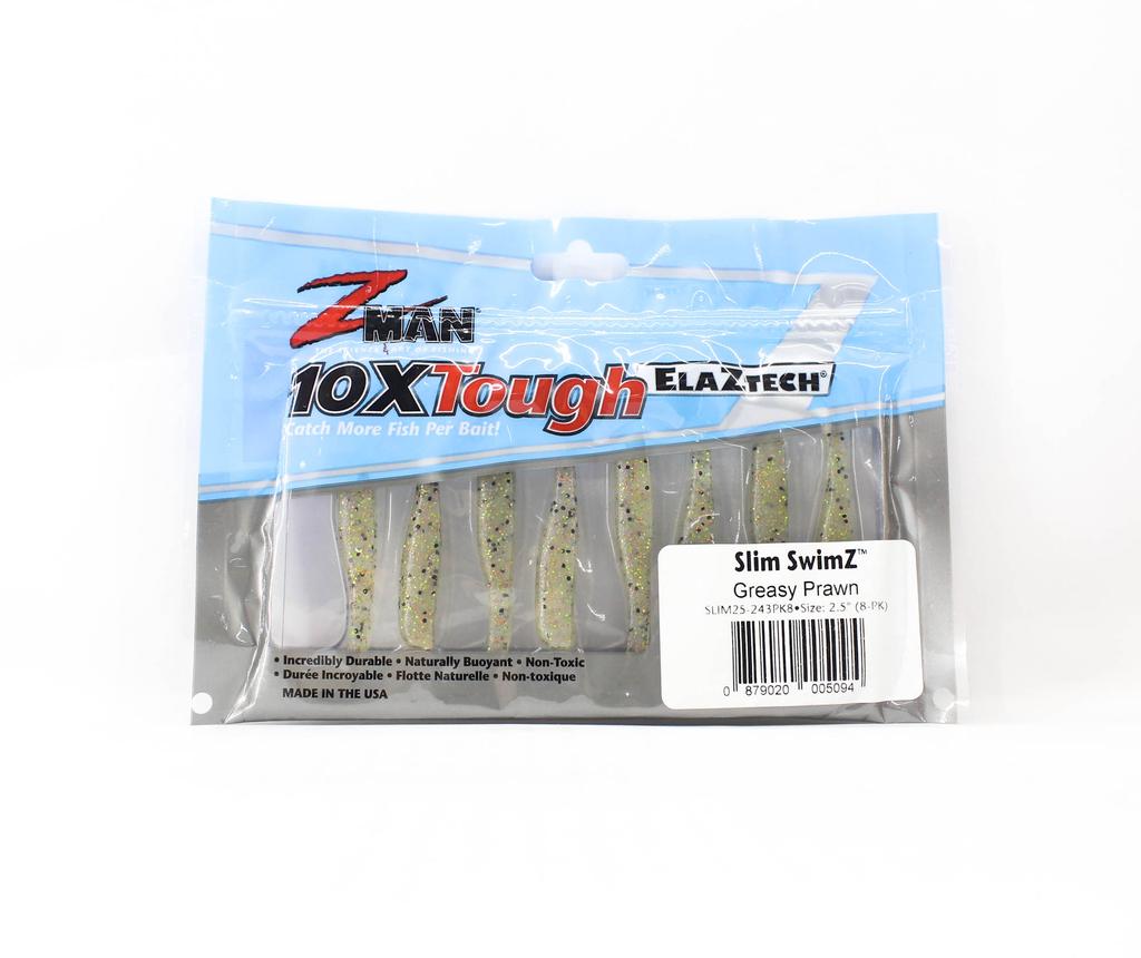 Zman Soft Lure Slim SwimZ 2.5 Inch 8/Pack Greasy Prawn (5094)