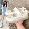 Pink Hollow Board Shoes Female Ugly Cute Spring and Autumn New Chic Niche Velcro Versatile Breathable
