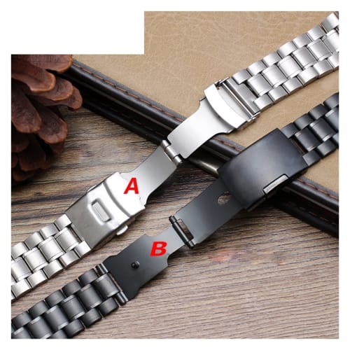 Top Aesthetics Stainless Steel Watch Band for Men, Compatible with Timex T2N720, T2N721, TW2R55500, and T2N721 Watch Strap, 24x16mm, Silver/Black with