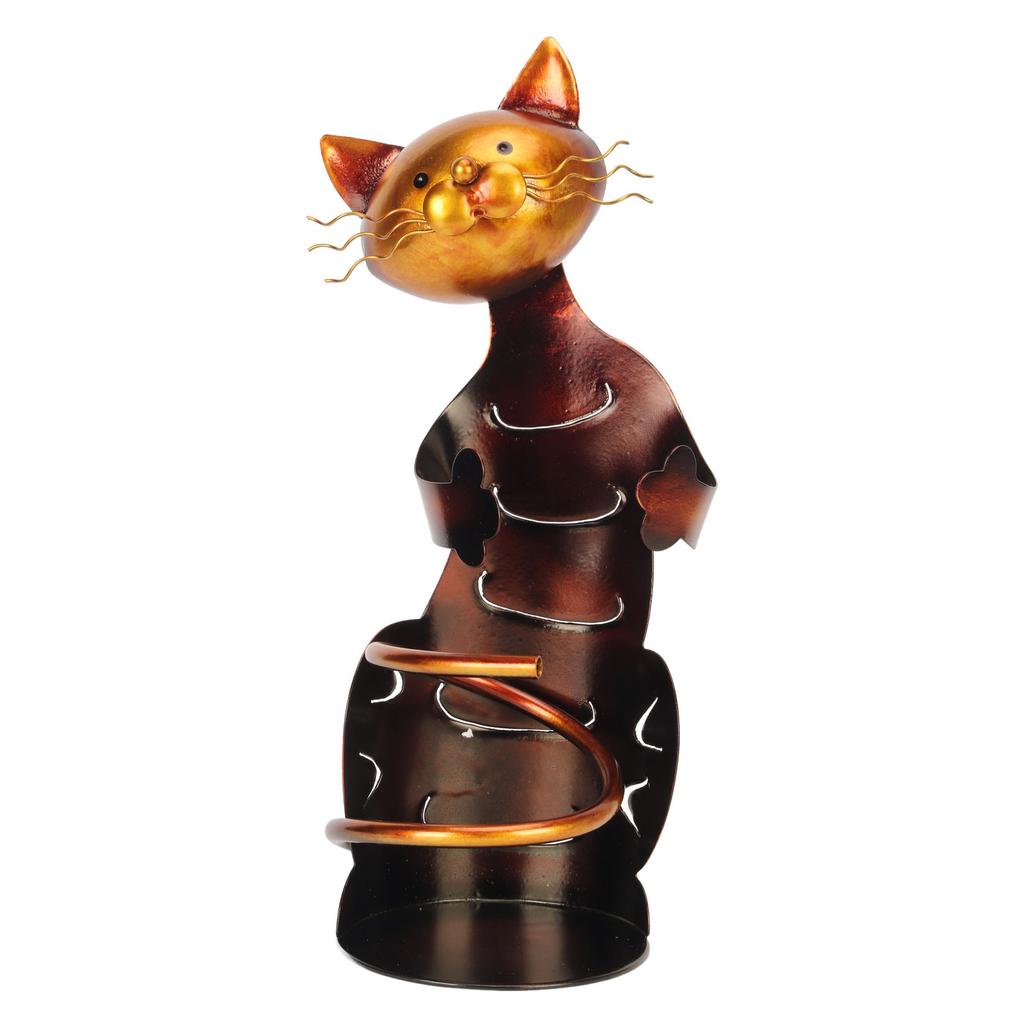 Cat Wine Holder Rack Metal Decorative Cat Shaped Wine Holder Stand Wine Bottle Holder Sculpture for