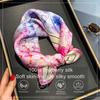 Luxury 100% Mulberry Silk Scarf Women Oil Floral Print Bandana Shawl Lady Neckerchief Handkerchief Female Decorative Wrap 53cm