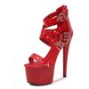 Model Rivet Zipper Roman Sandals High Heel Super High Sexy Cross Lace 1986 Series 20 Cm Heel 10 Cm Platform  LFD