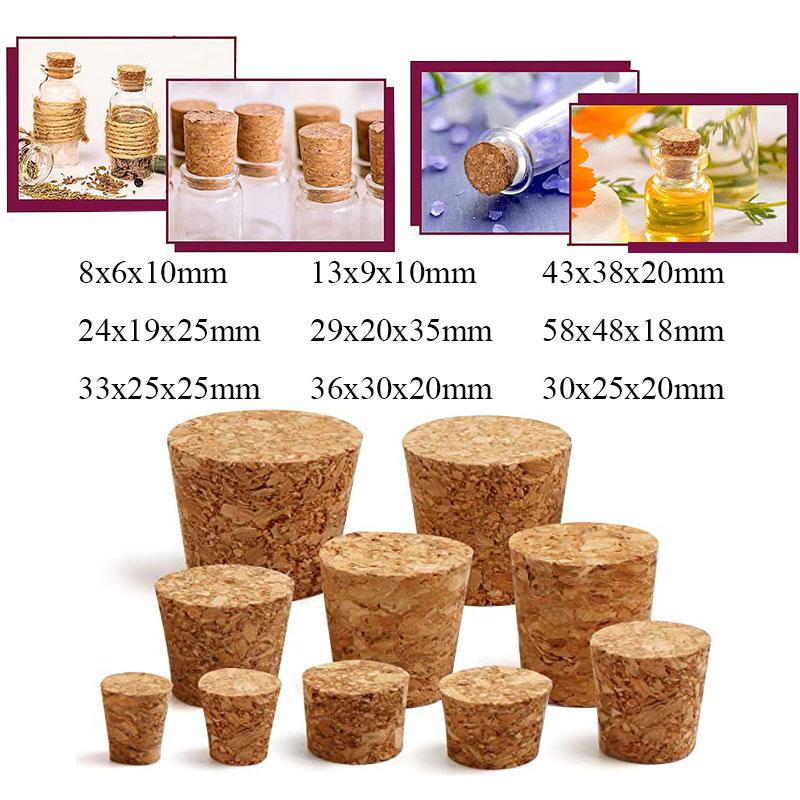 5/100pc Tops DIA 8mm To 58mm Wooden Cork Lab Test Tube Stopper Kettle Pudding Bottle Cork Cap Burette Tube Wood Plug Cork Stopper