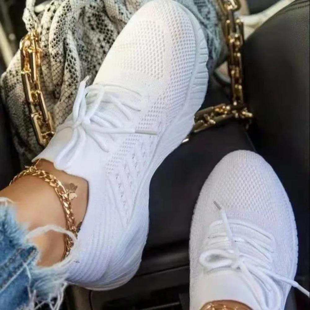Fashion Women Mesh Breathable Casual Sneakers Lace-up Vulcanized Shoes Ladies Platform Sneakers Female Shoes Plus Size Zapatos De Mujer